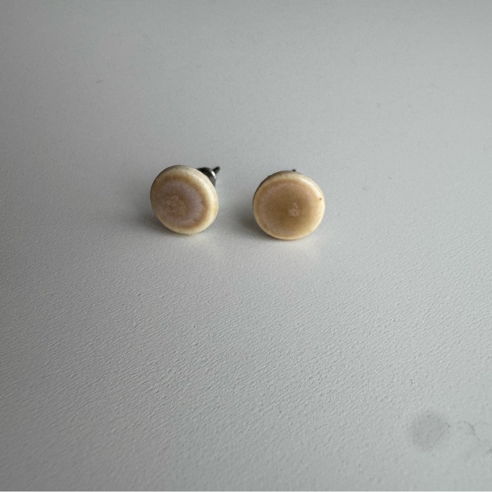 Porcelain Cream Stud Earrings